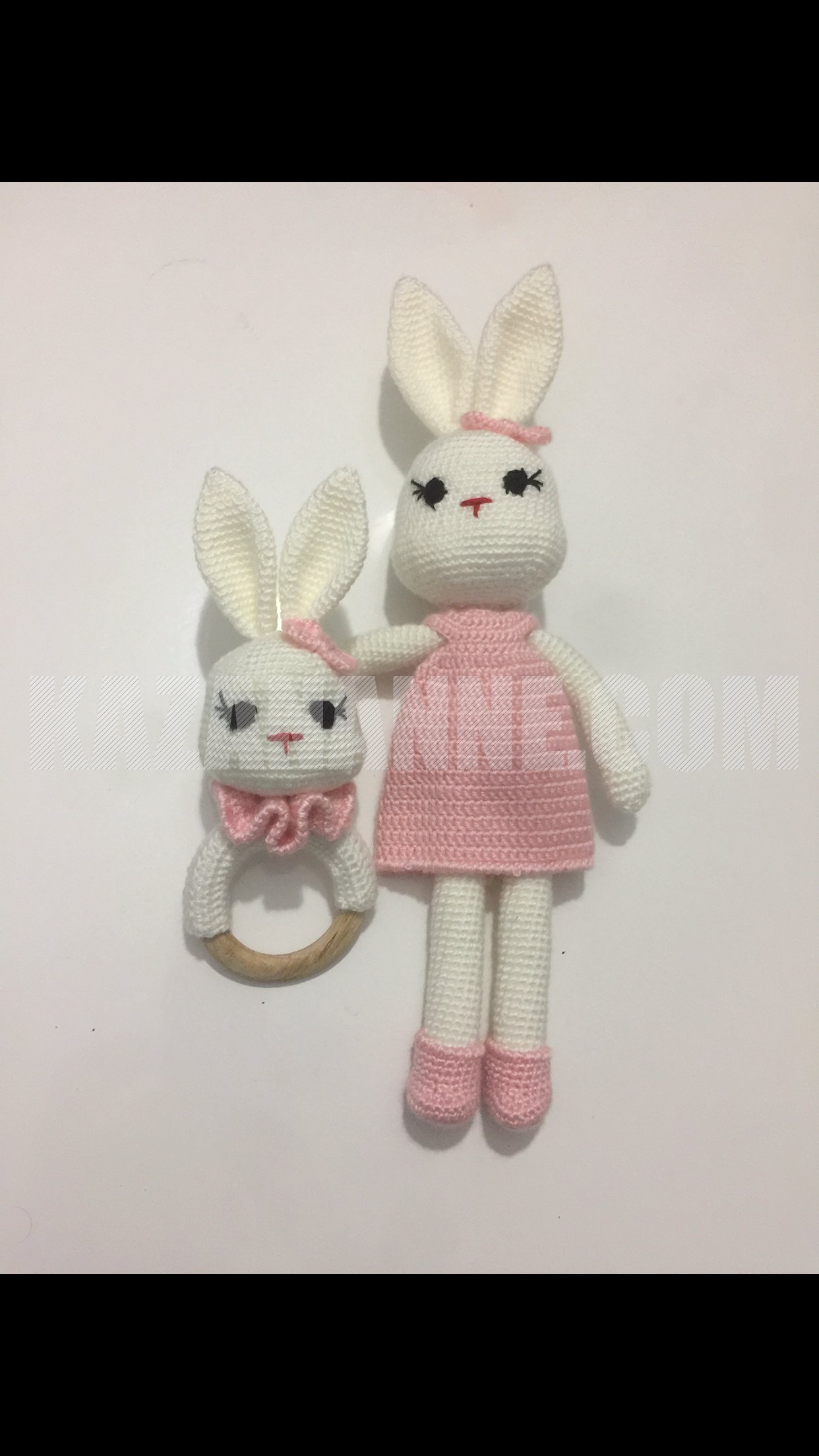 Çıngıraklı amigurumi tavşan set