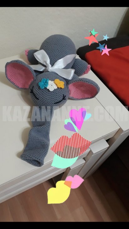 Örme Oyuncak Uyuyan Fil